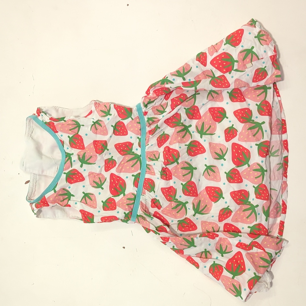 Frugi Girls 4-5 Organic Cotton Summer Dress with Strawberry Print